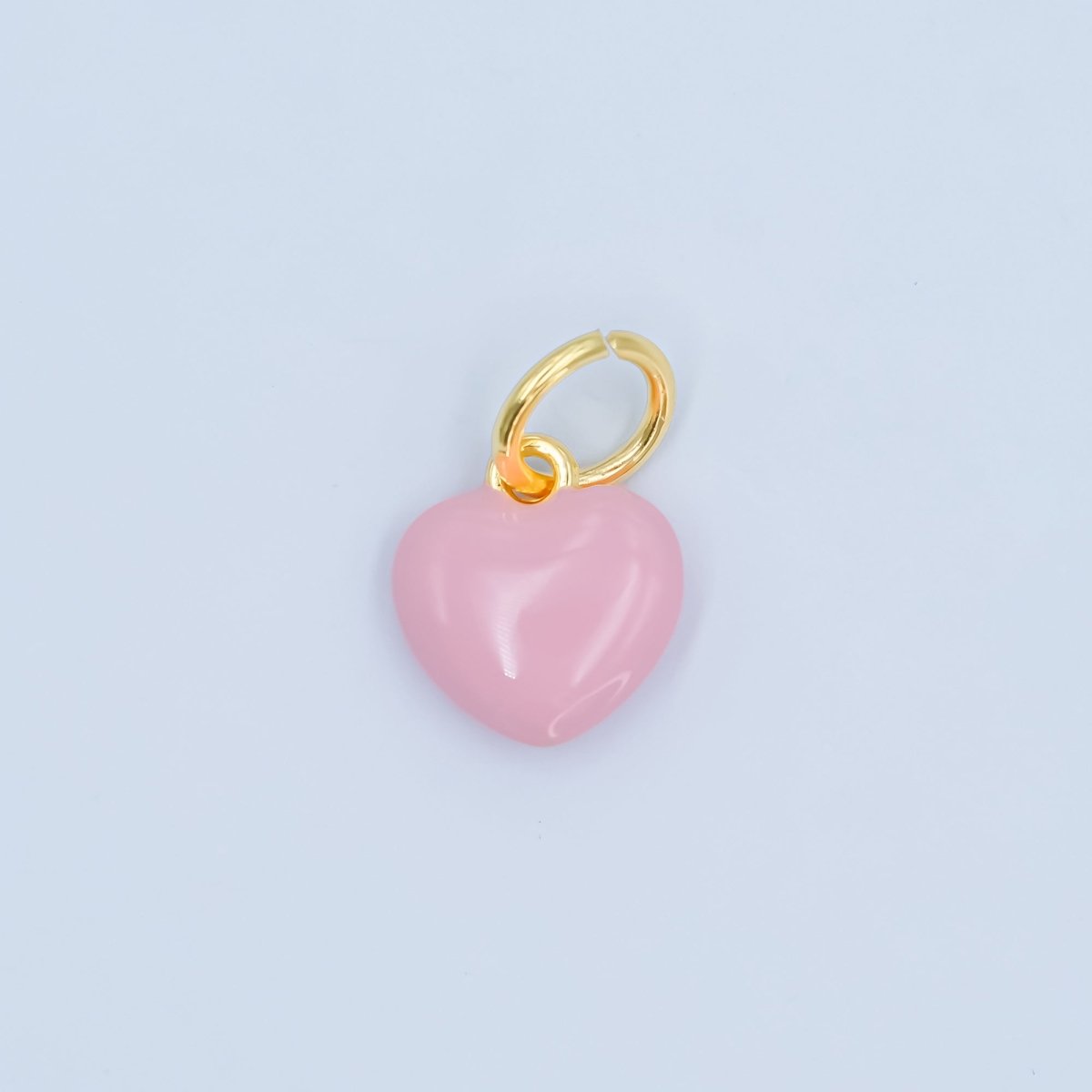 24K Gold Filled Blue, Pink Enamel Heart Multidimensional Charm | N079