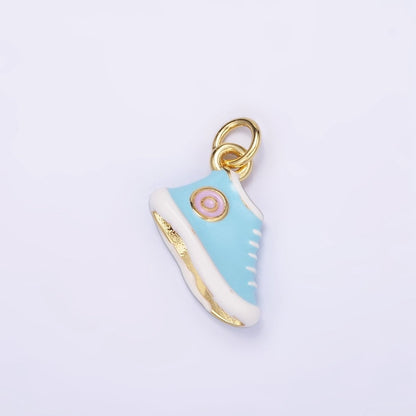 24K Gold Filled Blue, Red Enamel Sneakers Shoe Mini Charm | C649
