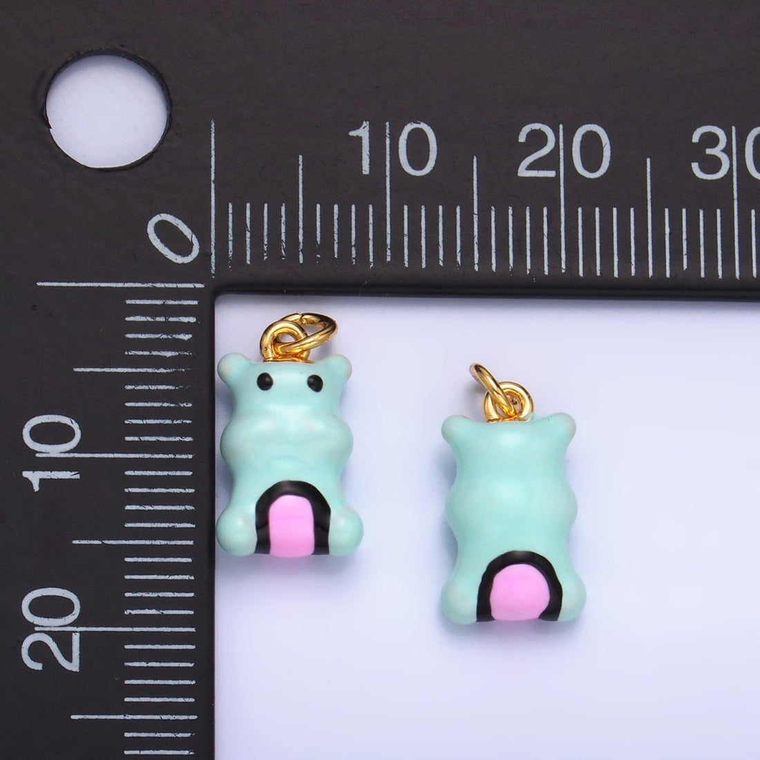 24K Gold Filled Blue Rotund Hippopotamus Multidimensional 3D Animal Charm | W259