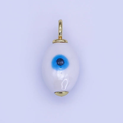 24K Gold Filled Blue, White, Teal, Yellow Evil Eye Sphere Ceramic Drop Pendant | C587 C661
