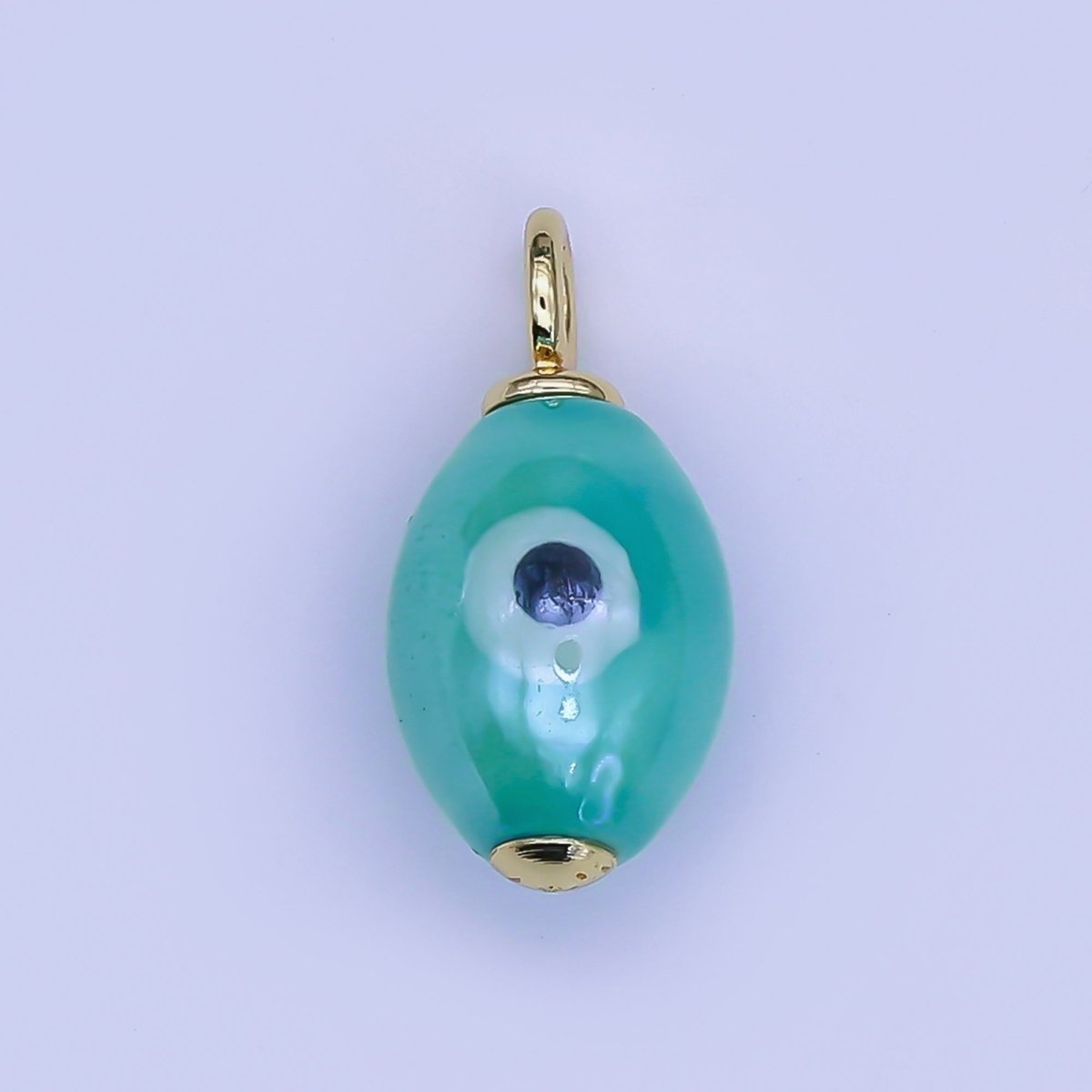 24K Gold Filled Blue, White, Teal, Yellow Evil Eye Sphere Ceramic Drop Pendant | C587 C661