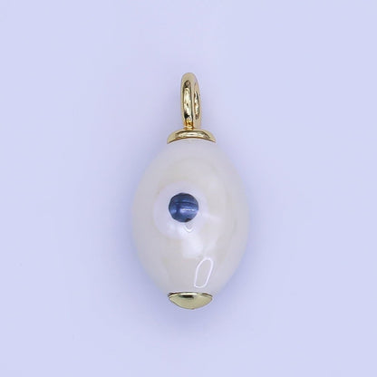 24K Gold Filled Blue, White, Teal, Yellow Evil Eye Sphere Ceramic Drop Pendant | C587 C661