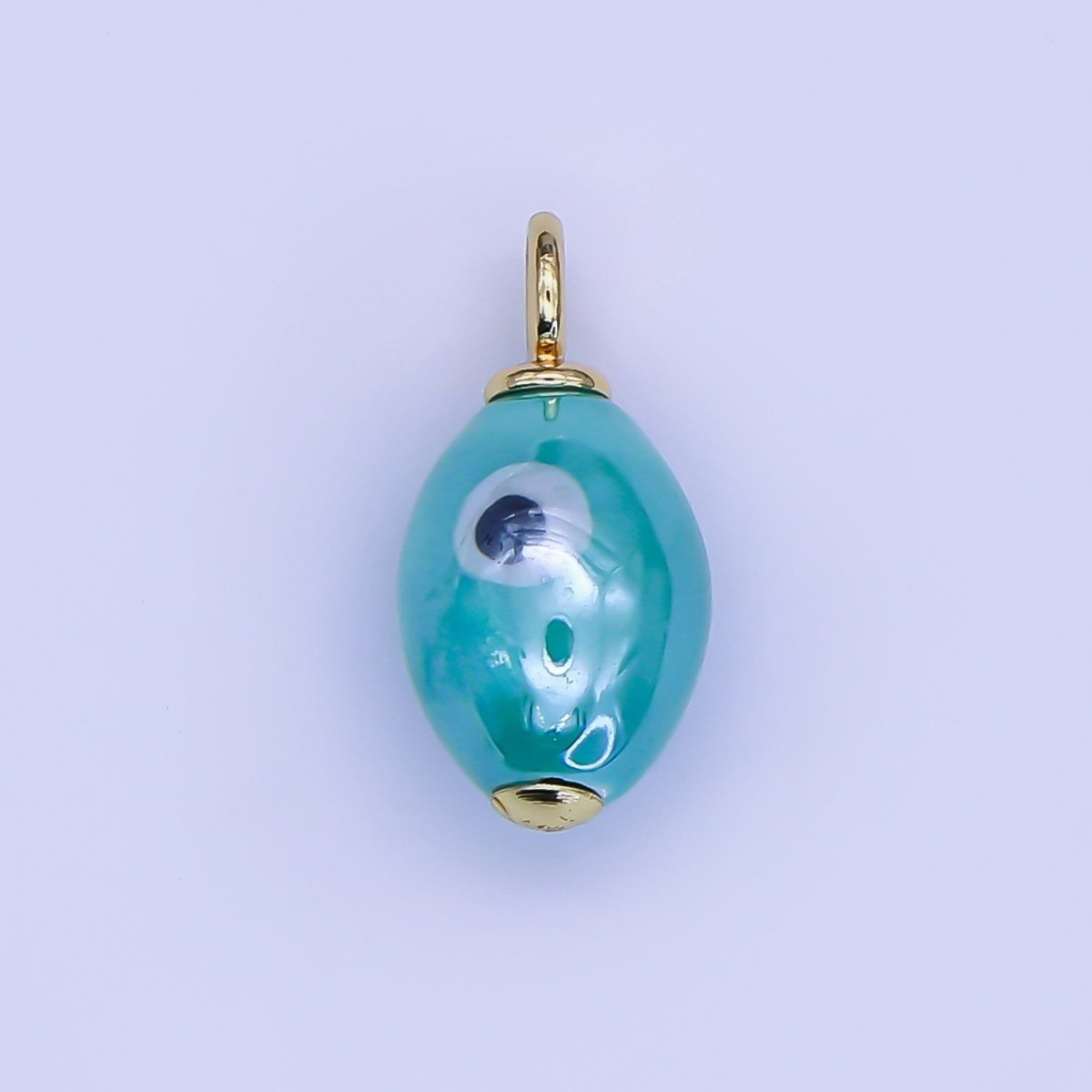 24K Gold Filled Blue, White, Teal, Yellow Evil Eye Sphere Ceramic Drop Pendant | C587 C661