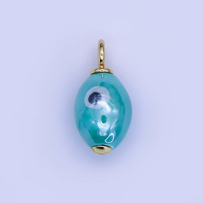 24K Gold Filled Blue, White, Teal, Yellow Evil Eye Sphere Ceramic Drop Pendant | C587 C661