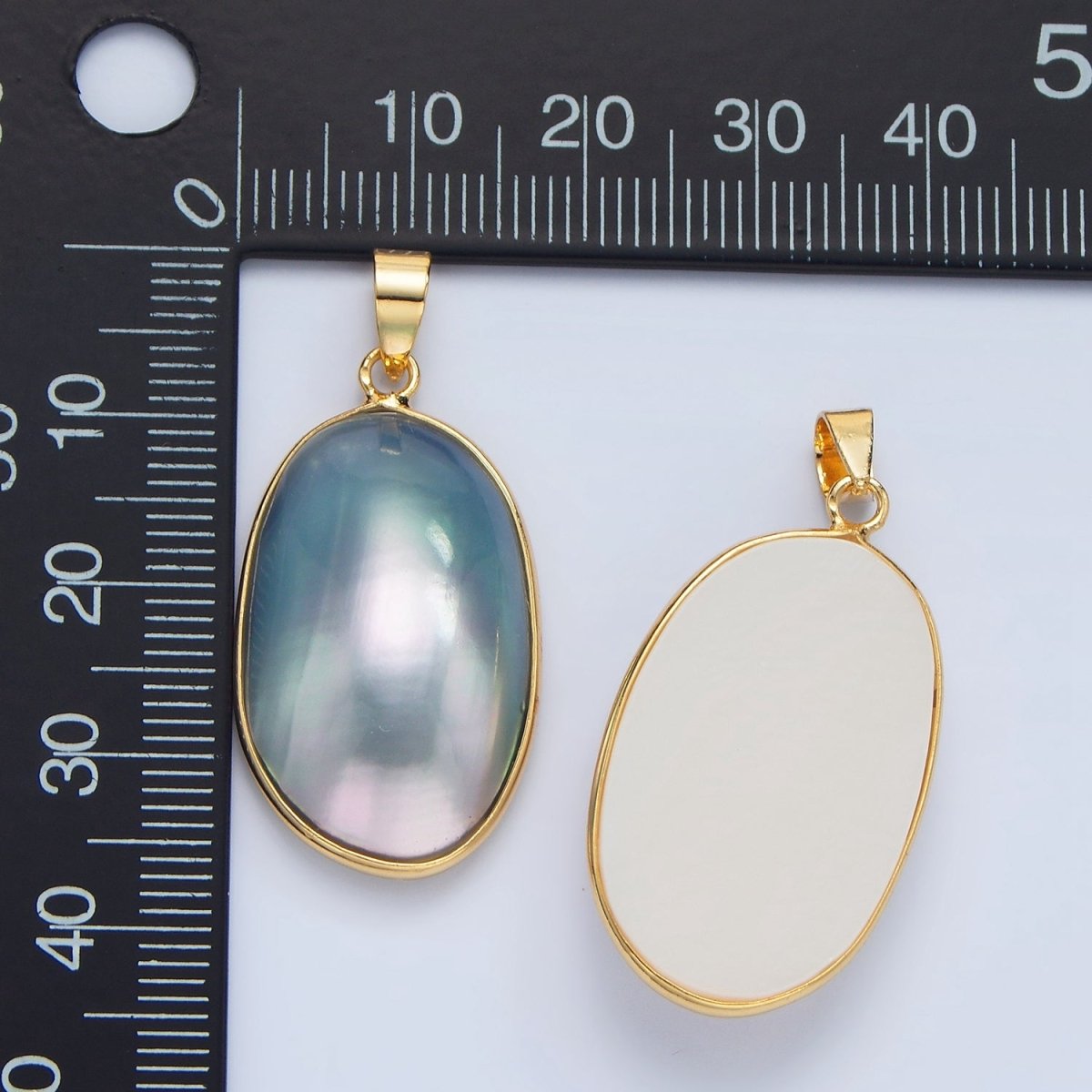 24K Gold Filled Blue, White, Purple Freshwater Pearl Bezel Pendant | P1902 - P1904