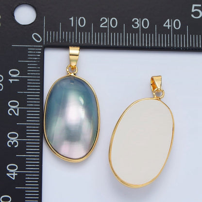 24K Gold Filled Blue, White, Purple Freshwater Pearl Bezel Pendant | P1902 - P1904