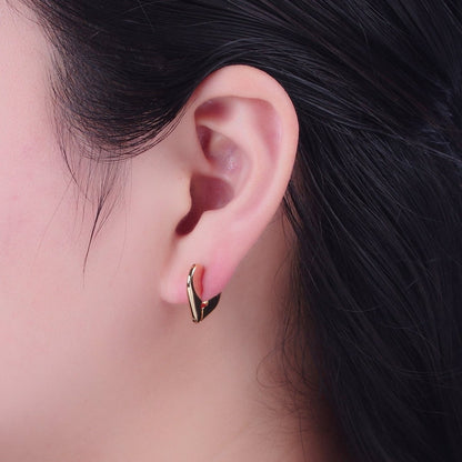 24K Gold Filled Broken Heart Heartbroken Love Huggie Hoop Earrings P-424