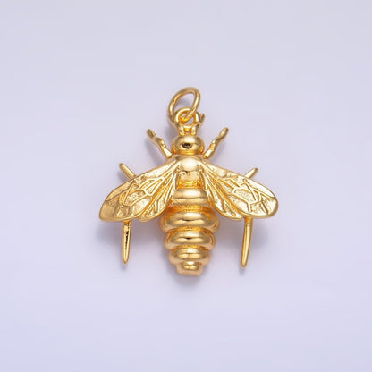 24K Gold Filled Bumble Queen Bee Multidimensional 3D Charm | W236