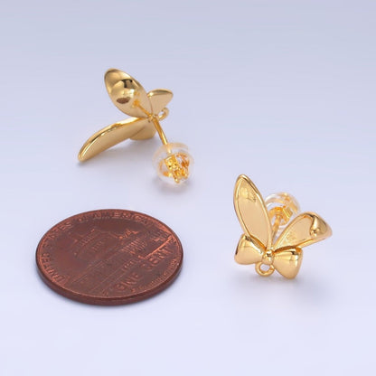 24K Gold Filled Bunny Ear Drop Stud Earring Findings | Z1088