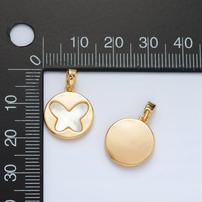 24K Gold Filled Butterfly Shell Pearl Round Pendant