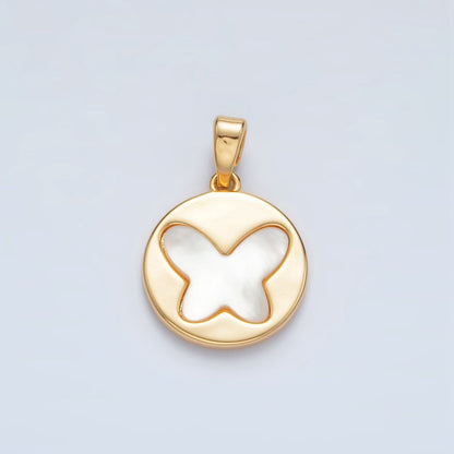 24K Gold Filled Butterfly Shell Pearl Round Pendant