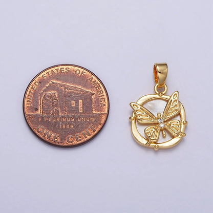 24K Gold Filled Butterfly Shell Pearl Square Pendant | AA113