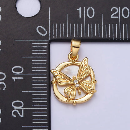 24K Gold Filled Butterfly Shell Pearl Square Pendant | AA113