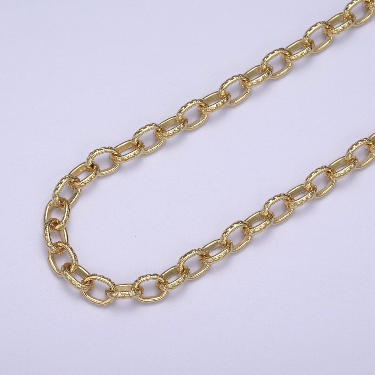 24K Gold Filled Cable Chain, 6mm Width Textured Beaded Dot Cable Chain in Gold &amp; Silver, Wholesale Unfinished Chain For Jewelry Craft Making | ROLL-686, ROLL-687 Clearance Pricing