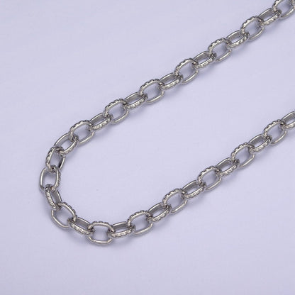 24K Gold Filled Cable Chain, 6mm Width Textured Beaded Dot Cable Chain in Gold &amp; Silver, Wholesale Unfinished Chain For Jewelry Craft Making | ROLL-686, ROLL-687 Clearance Pricing