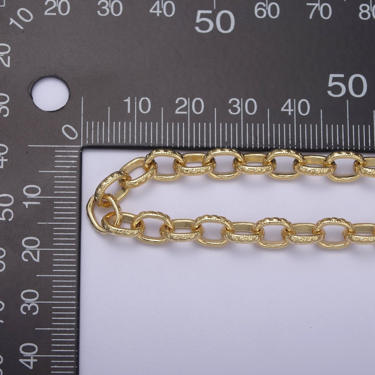 24K Gold Filled Cable Chain, 6mm Width Textured Beaded Dot Cable Chain in Gold &amp; Silver, Wholesale Unfinished Chain For Jewelry Craft Making | ROLL-686, ROLL-687 Clearance Pricing