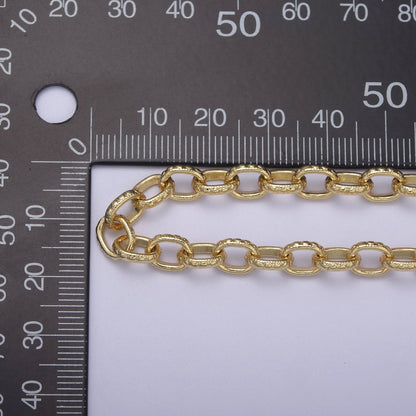24K Gold Filled Cable Chain, 6mm Width Textured Beaded Dot Cable Chain in Gold &amp; Silver, Wholesale Unfinished Chain For Jewelry Craft Making | ROLL-686, ROLL-687 Clearance Pricing
