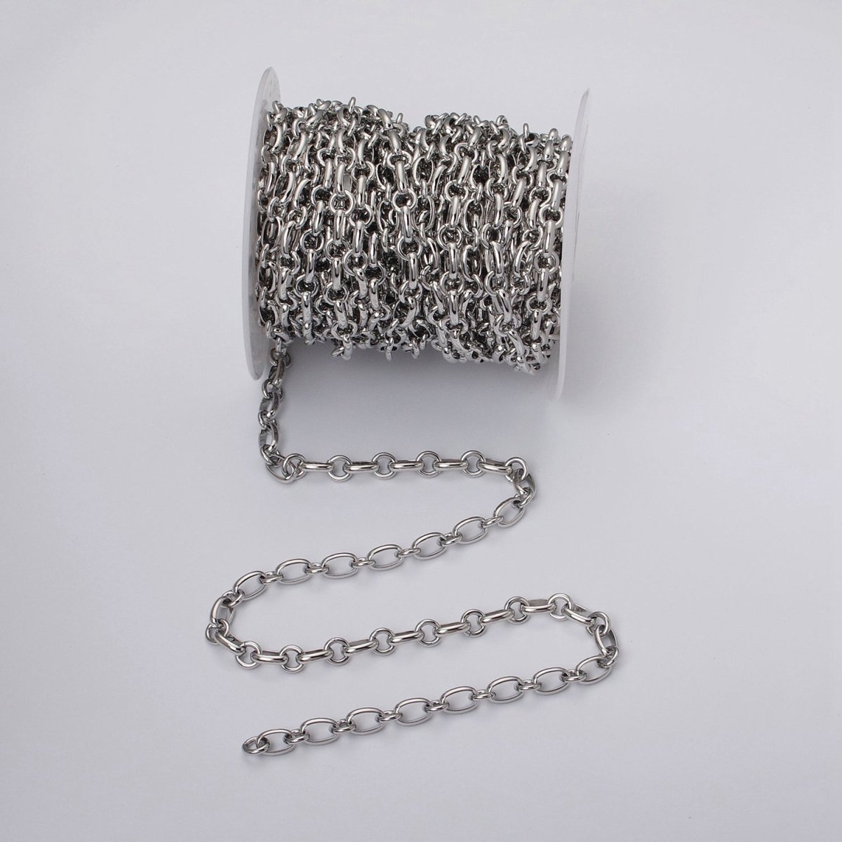 24k Gold Filled Cable Rolo Link Unfinished 7mm Chain by Yard in Gold &amp; Silver | ROLL-1120 ROLL-1206