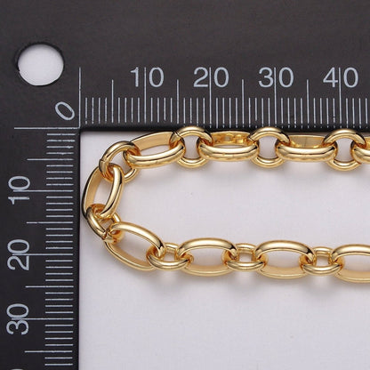 24k Gold Filled Cable Rolo Link Unfinished 7mm Chain by Yard in Gold &amp; Silver | ROLL-1120 ROLL-1206