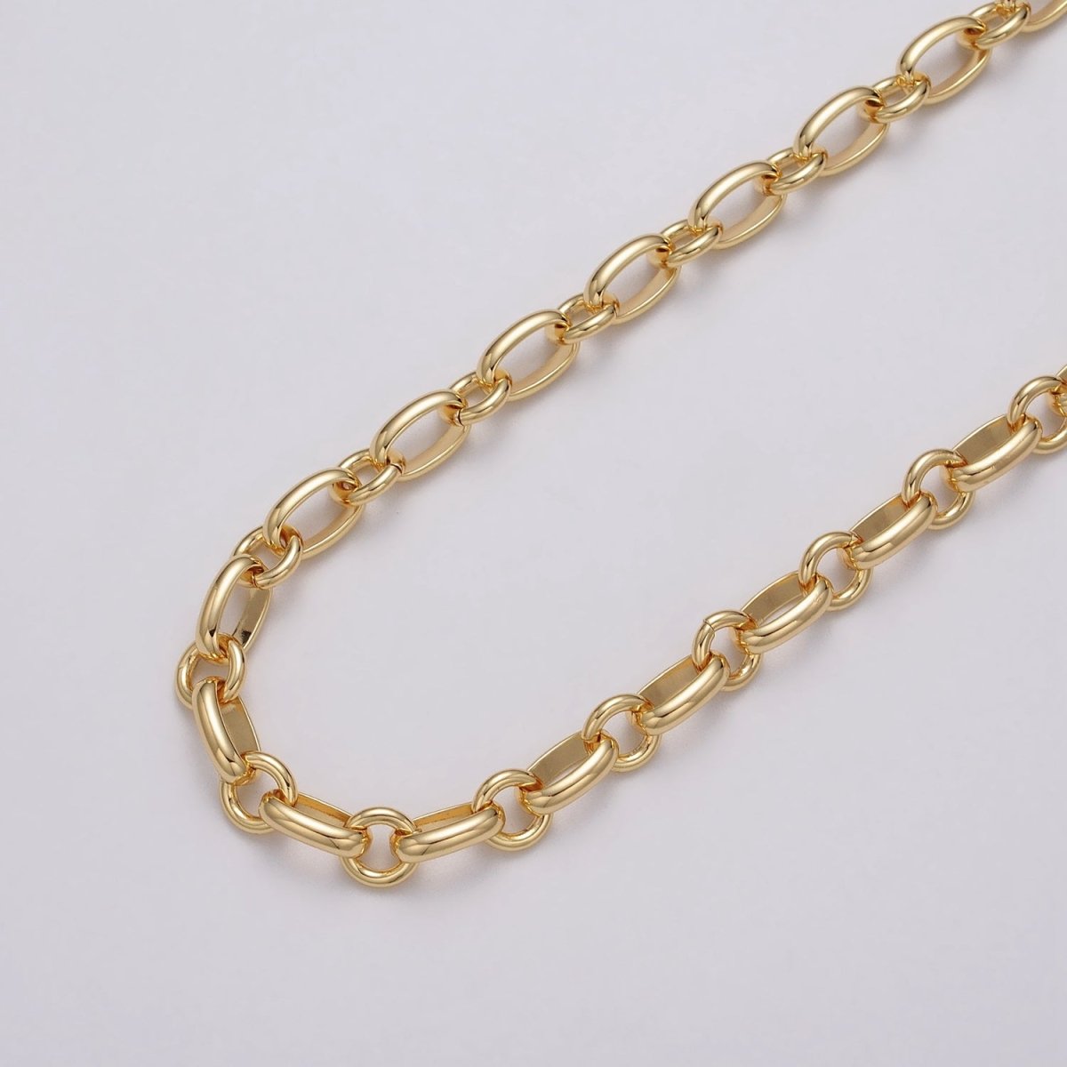 24k Gold Filled Cable Rolo Link Unfinished 7mm Chain by Yard in Gold &amp; Silver | ROLL-1120 ROLL-1206