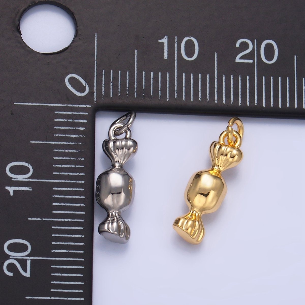 24K Gold Filled 15mm Candy Sweets Multidimensional 3D Charm in Gold &amp; Silver | W138