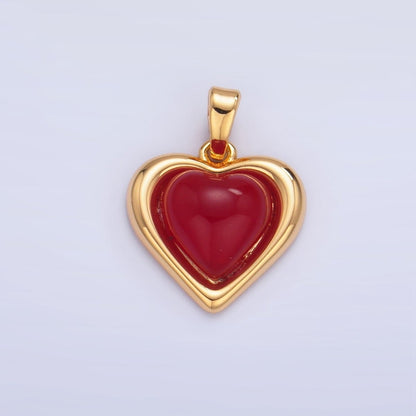 24K Gold Filled Carnelian, Onyx Gemstone Heart Pendant | AA1012