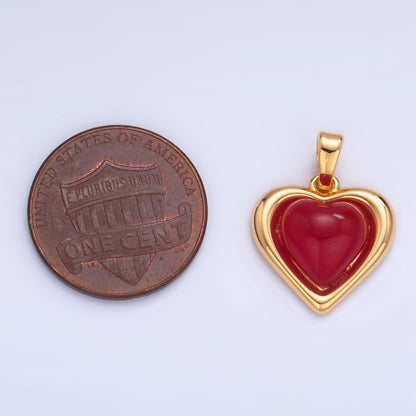 24K Gold Filled Carnelian, Onyx Gemstone Heart Pendant | AA1012