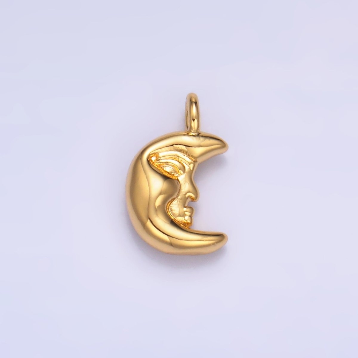 24K Gold Filled 12.5mm Celestial Crescent Moon Face Charm in Gold &amp; Silver | W833