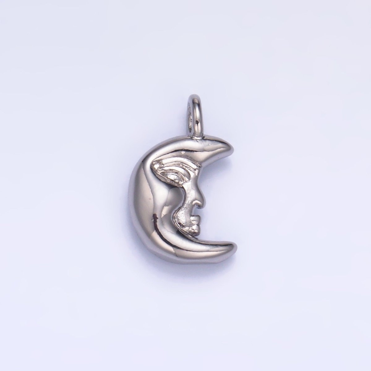 24K Gold Filled 12.5mm Celestial Crescent Moon Face Charm in Gold &amp; Silver | W833