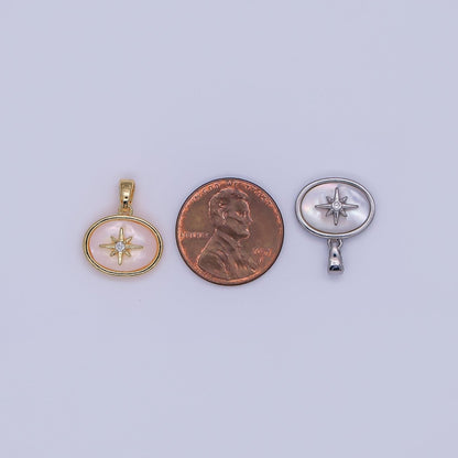 24K Gold Filled Celestial North Star CZ Shell Pearl Pendant in Gold &amp; Silver | AH429