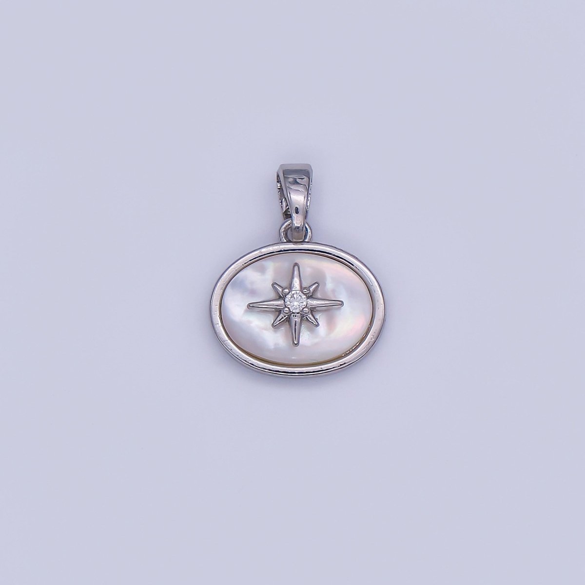 24K Gold Filled Celestial North Star CZ Shell Pearl Pendant in Gold &amp; Silver | AH429
