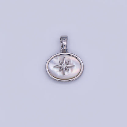 24K Gold Filled Celestial North Star CZ Shell Pearl Pendant in Gold &amp; Silver | AH429