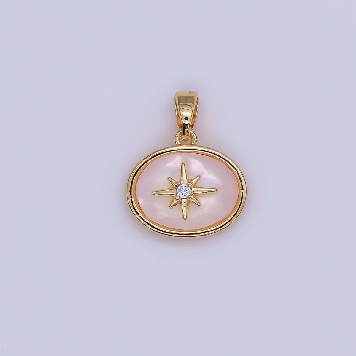 24K Gold Filled Celestial North Star CZ Shell Pearl Pendant in Gold &amp; Silver | AH429