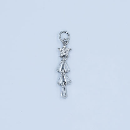24K Gold Filled Celestial Star Baguette Charm in Gold &amp; Silver | C878