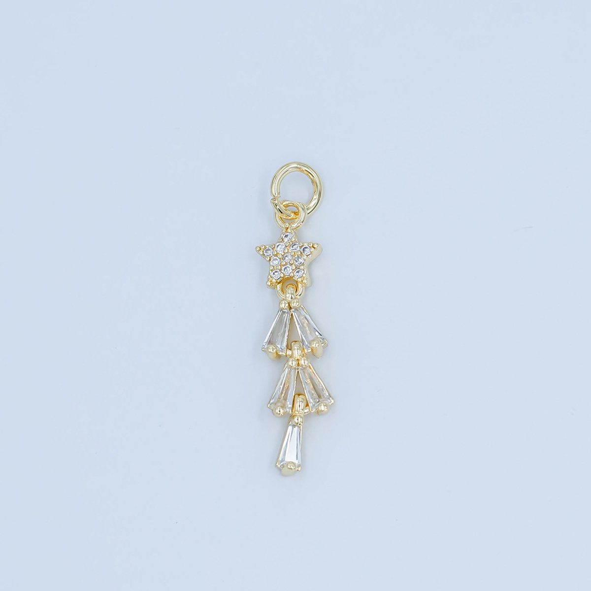 24K Gold Filled Celestial Star Baguette Charm in Gold &amp; Silver | C878