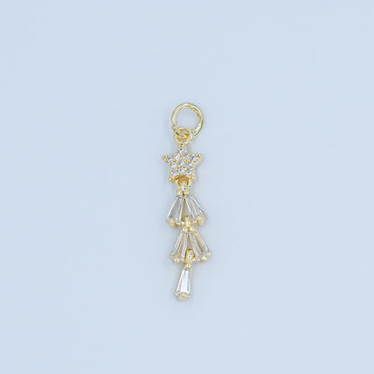 24K Gold Filled Celestial Star Baguette Charm in Gold &amp; Silver | C878