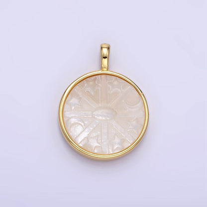 24K Gold Filled Celestial Star Crescent Moon Shell Pearl Bezel Pendant | AA1355