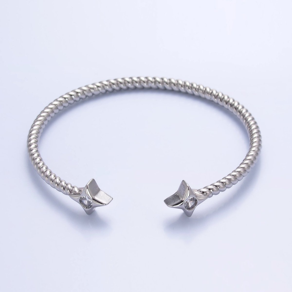 24K Gold Filled Celestial Star CZ Croissant Cuff Bracelet in Gold &amp; Silver | WA-2734 WA-2735
