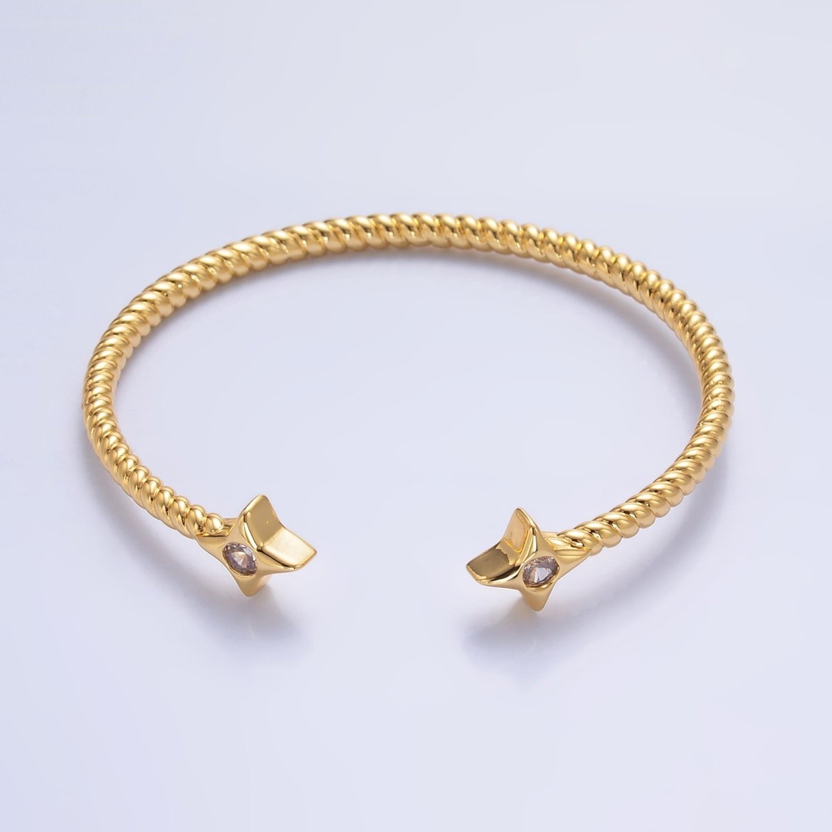 24K Gold Filled Celestial Star CZ Croissant Cuff Bracelet in Gold &amp; Silver | WA-2734 WA-2735
