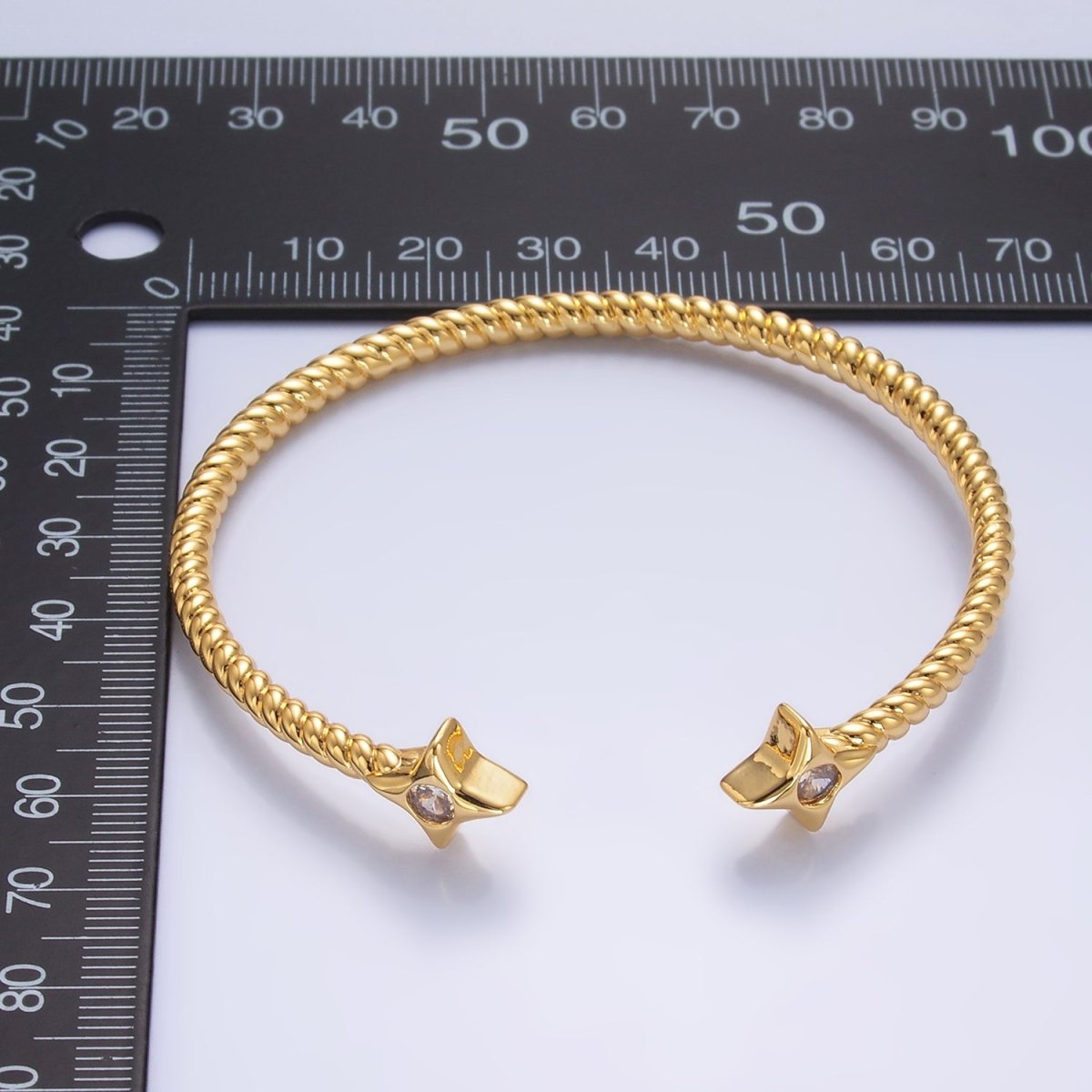 24K Gold Filled Celestial Star CZ Croissant Cuff Bracelet in Gold &amp; Silver | WA-2734 WA-2735