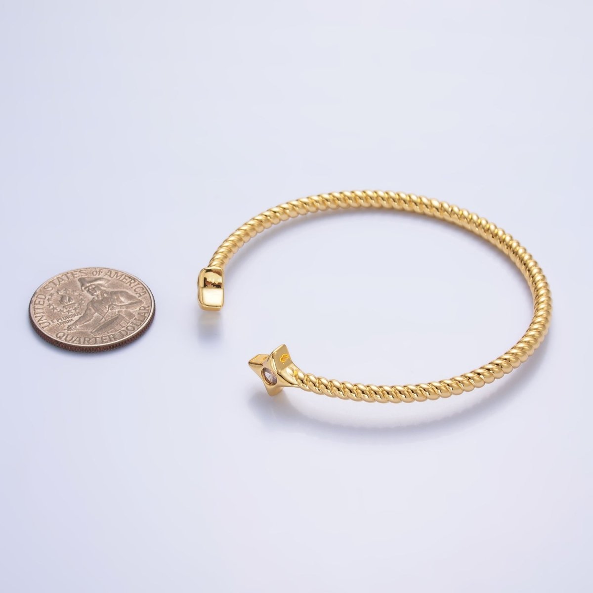 24K Gold Filled Celestial Star CZ Croissant Cuff Bracelet in Gold &amp; Silver | WA-2734 WA-2735