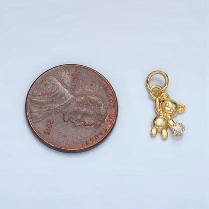 24K Gold Filled Celestial Star CZ Teddy Bar Charm | E734