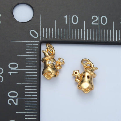 24K Gold Filled 14mm Multidimensional Celestial Star Witch Ghost Mini Charm in Gold &amp; Silver | E392