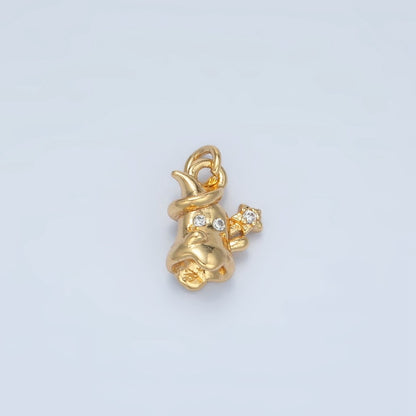 24K Gold Filled 14mm Multidimensional Celestial Star Witch Ghost Mini Charm in Gold &amp; Silver | E392