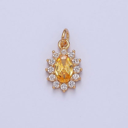 24K Gold Filled Celestial Sun Cubic Zirconia Charm For DIY Jewelry Necklace Making | X-082 - X-087