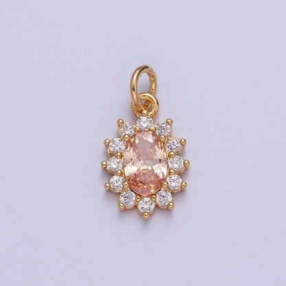 24K Gold Filled Celestial Sun Cubic Zirconia Charm For DIY Jewelry Necklace Making | X-082 - X-087