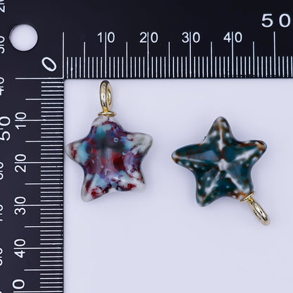 24K Gold Filled Ceramic Starfish Drop Pendant | N099 - N103