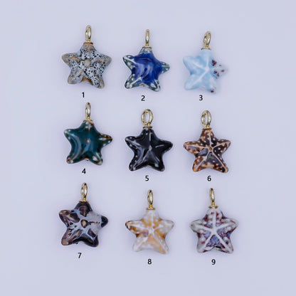 24K Gold Filled Ceramic Starfish Drop Pendant | N099 - N103