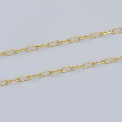 24K Gold Filled Chain by Yard 2.2mmx5.4mm Delicate Elongated Flat Link Rectangle Cable Chain PAPECLIP chain | ROLL-470