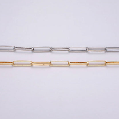 24k Gold Filled Chain by Yard Slim PaperClip Chain Unfinished Chain Wholesale Elongated Oval Link Chain | ROLL-1285 ROLL-1286 Clearance Pricing